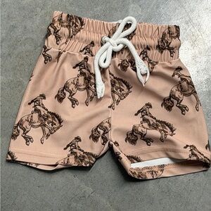 Kids Cowboy Print Shorts - Pink